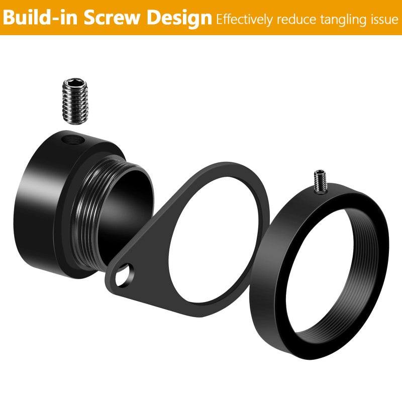 BONWIN Flag Pole Rings  1"" Spinning Flagpole Ring Clips  2 Pcs Aluminum Alloy & Steel 360 Rotating Anti Wrap Flag Mounting Rings with Snap Carabiners for 0.75-1.02 Inch Diamete Flagpole (F1  Black) - Image 4